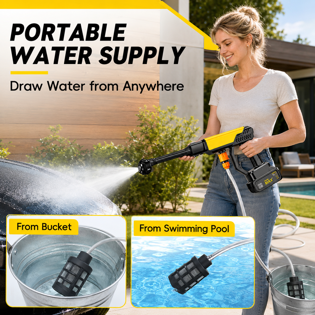Cordless Portable Pressure Washer for Car Home & Garden