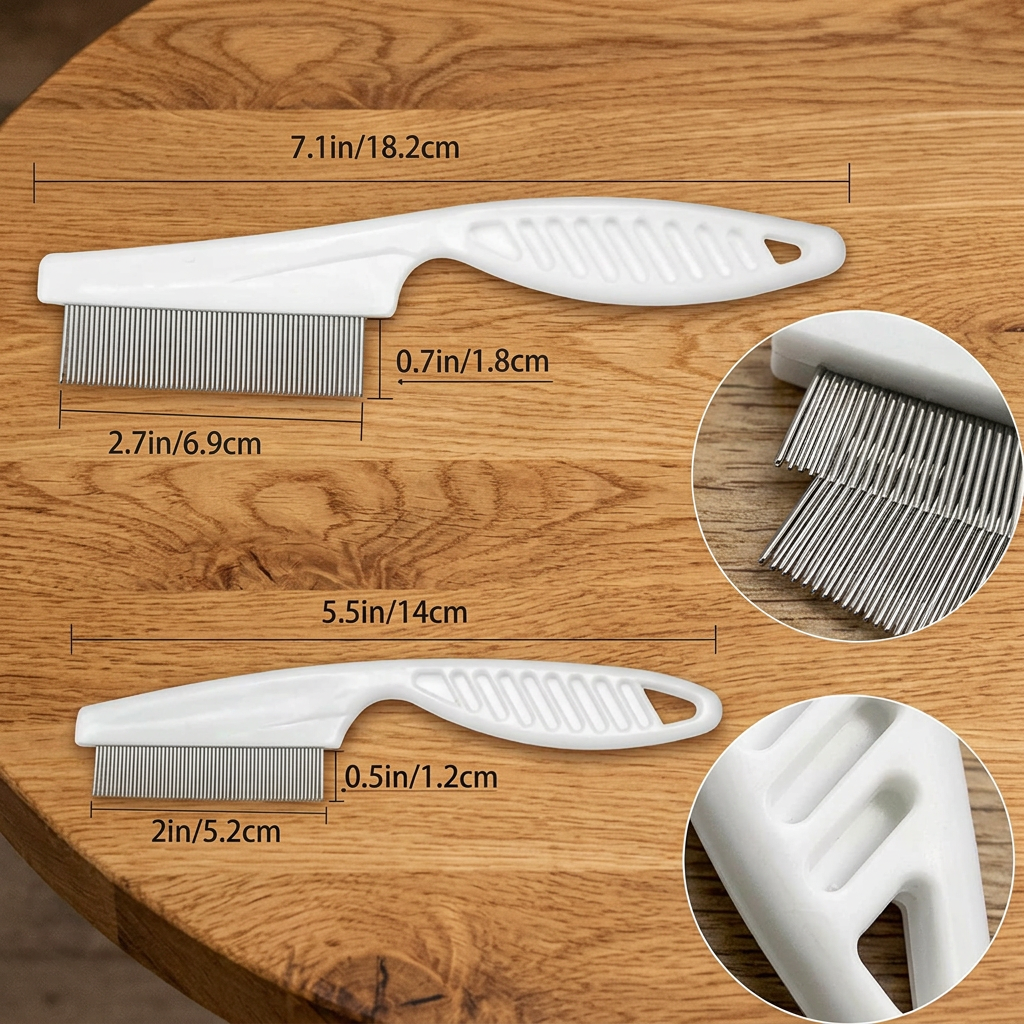 2 Pack Pet Grooming Comb Set for Small Dogs and Cats Flea and Lice Removal