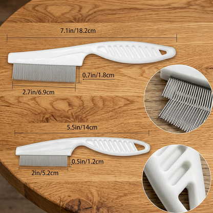 2 Pack Pet Grooming Comb Set for Small Dogs and Cats Flea and Lice Removal