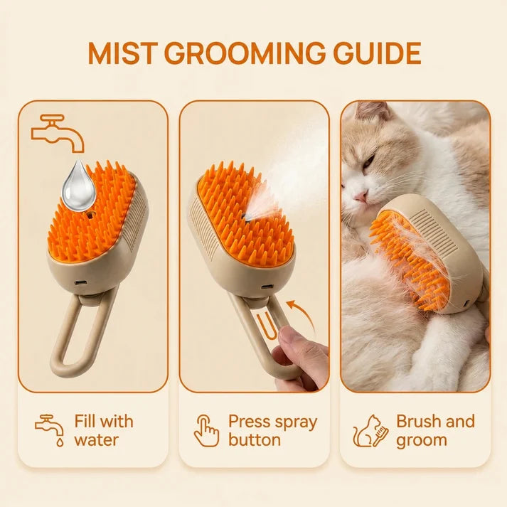 3-in-1 Steam Pet Grooming and Deshedding Brush