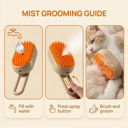 3-in-1 Steam Pet Grooming and Deshedding Brush