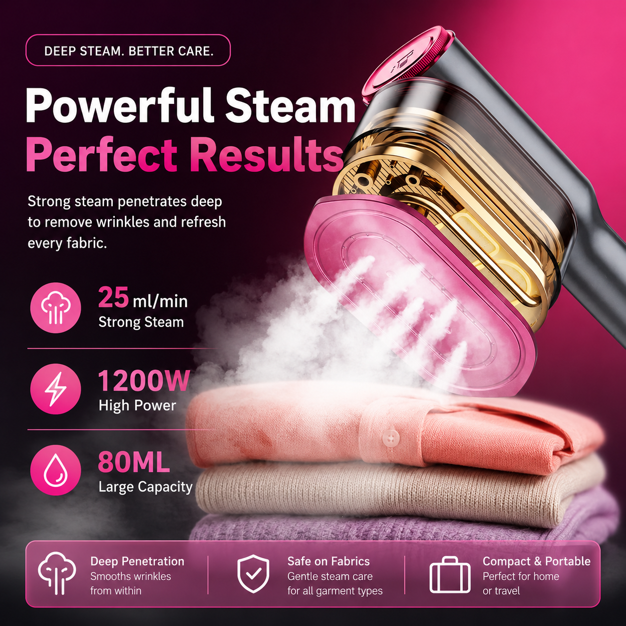 7-Mode Portable Garment Steamer with 15-Second Fast Heating