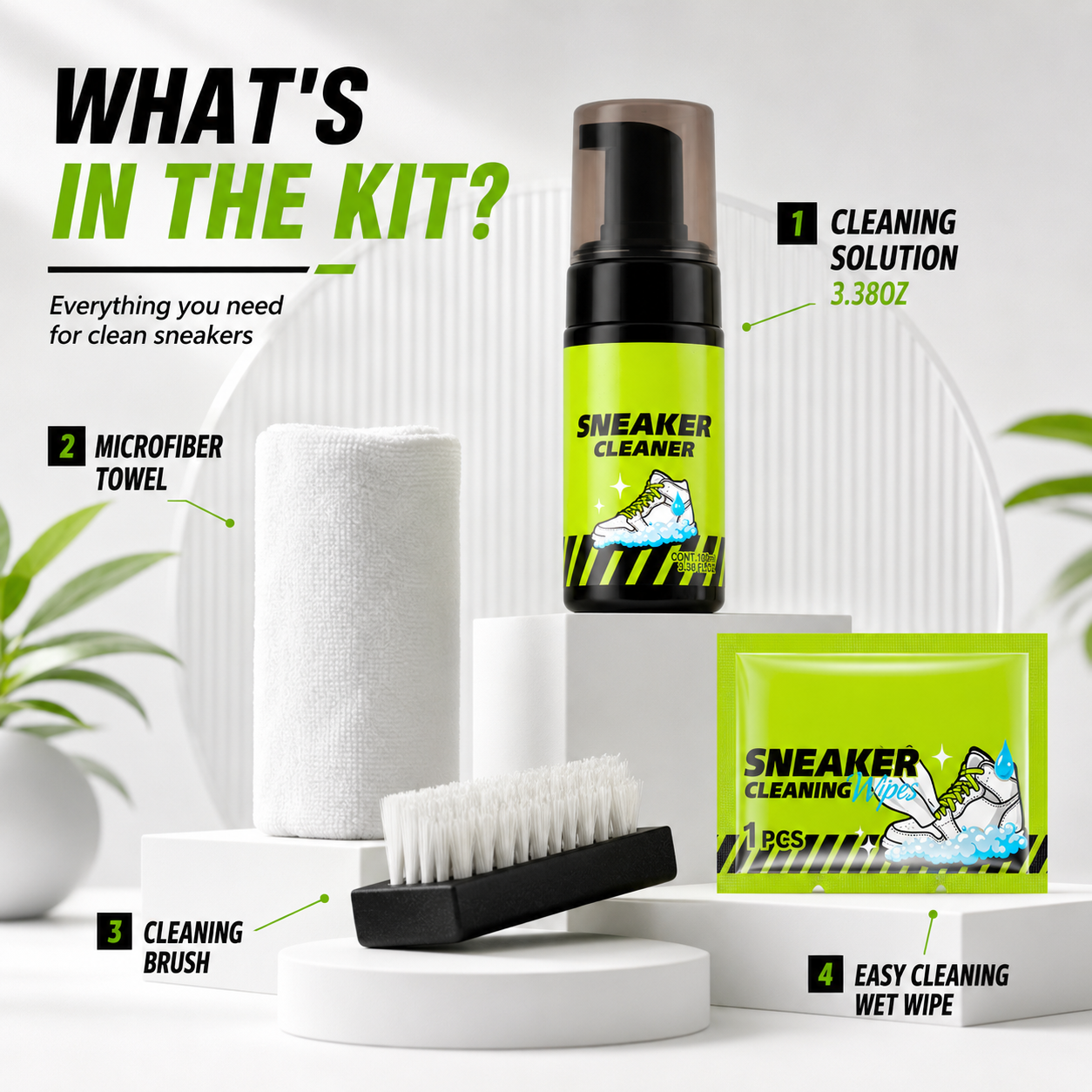Complete Shoe Cleaning and Care Kit with Brushes and Stain Removal Wipes