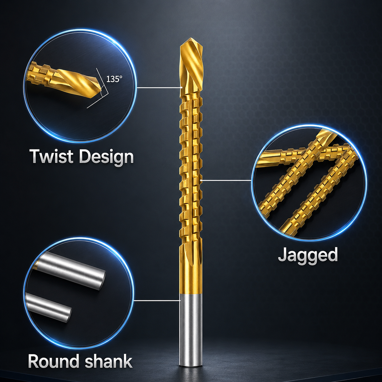 Titanium Coated Drill Bit Set for Metal and Wood