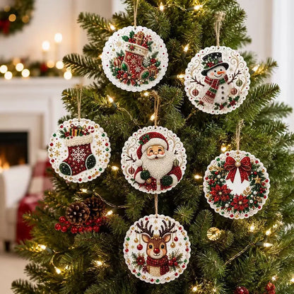 🎄🦌 6-Pack Christmas Diamond Painting Ornament Kit | Make Beautiful Hand‑Made Decorations🎁