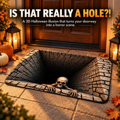 🎃 3D Halloween Horror Floor Mat – Spooky Skull Illusion Door Rug