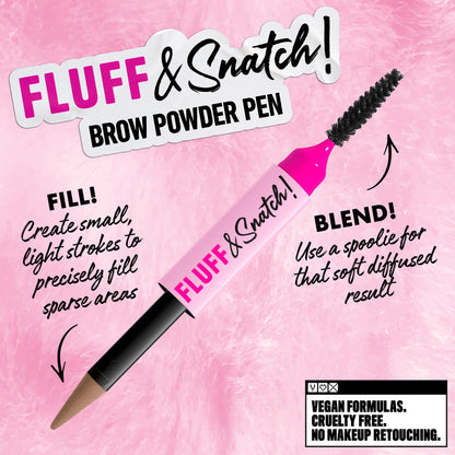[NEW] Fluff & Snatch Brow Powder Pen, 24H Wear, Cream To Powder Eyebrow, Transfer-Resistant Formula, NYX Professional Makeup