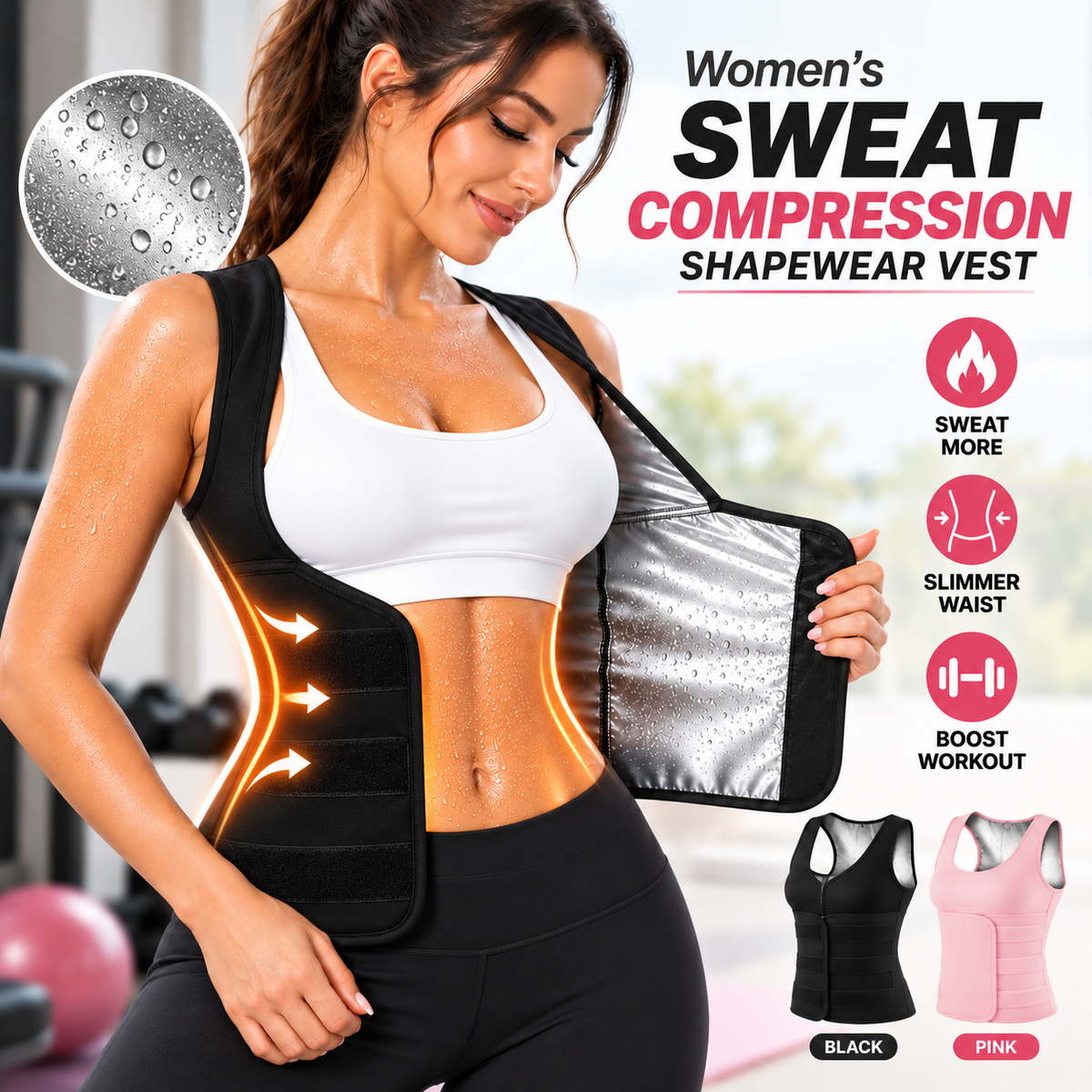 Women's Zip-Up Compression Shapewear Vest