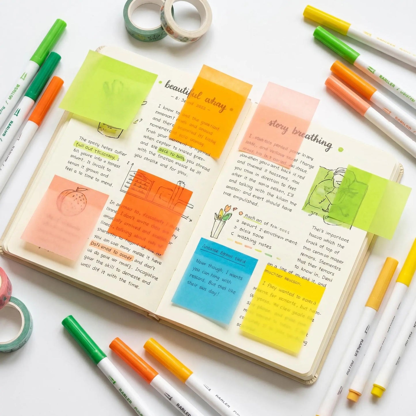 Transparent Pull-Out Sticky Notes Set - 12 Boxes, 960 Sheets