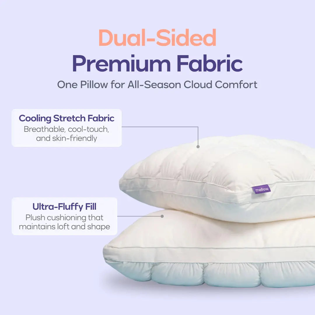 Mellow Sleep | Mellow Puff Pillow – Soft Quilted Puff Grid Design Pillow, Fluffy Plush Bed Pillow with Cloud Like Comfort, Breathable Support Pillow for Side, Back & Stomach Sleepers, Cozy Bed Pillow for Better Sleep