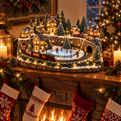 🔥 LAST DAY 50% OFF 🔥 Animated Holiday Train & Ice Rink Scene