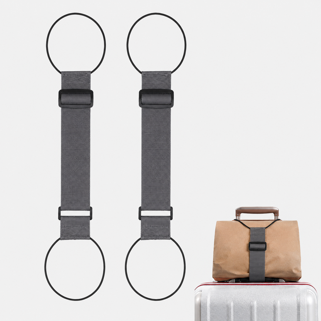 2-Pack Adjustable Rainbow Luggage Connector Straps