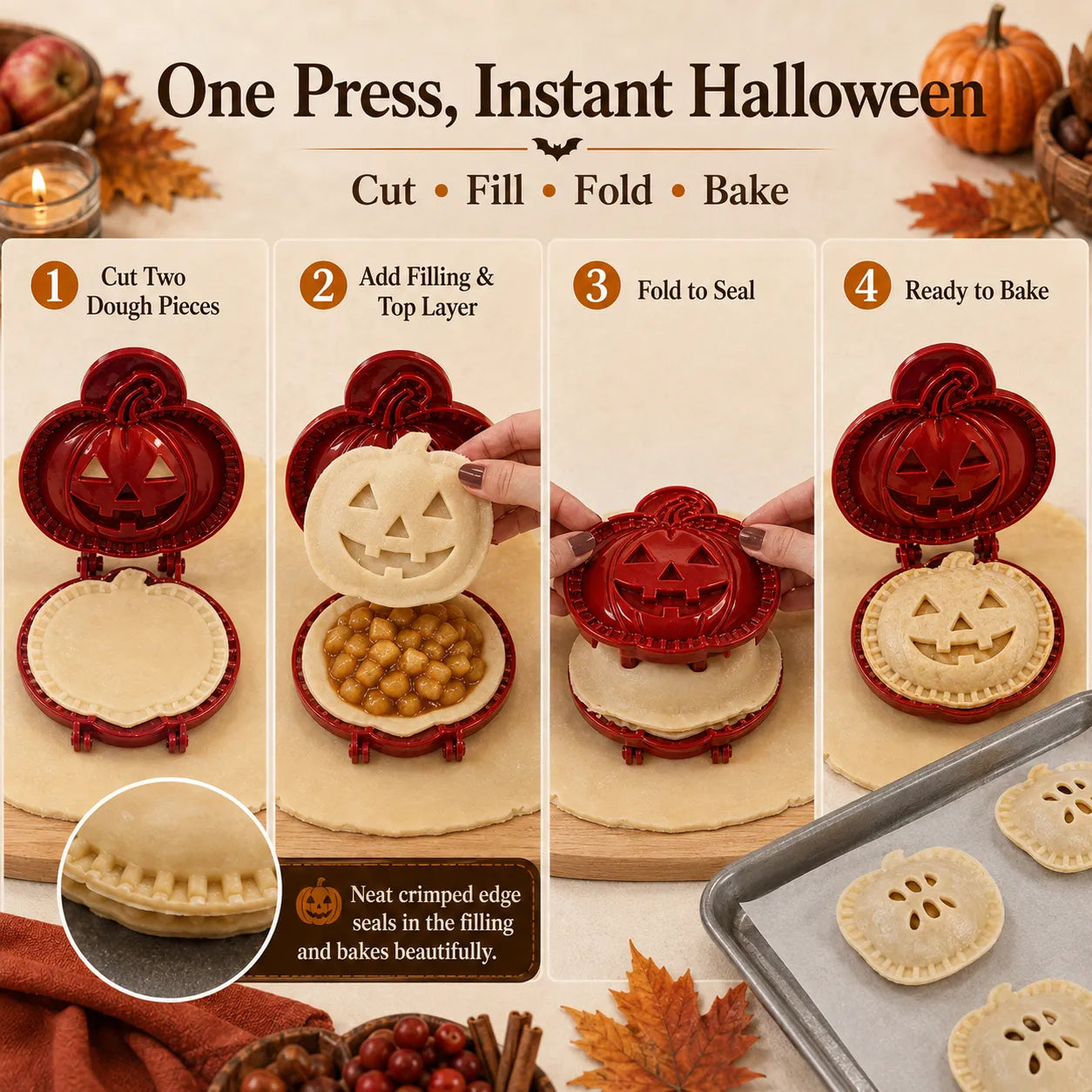 Early Bird Halloween🎃 8-Piece Halloween Mini Hand Pie Mold Set - BUY 1 GET 1 FREE ！