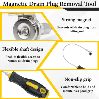 Heavy-Duty Magnetic Oil Drain Bolt Removal Tool 14 in
