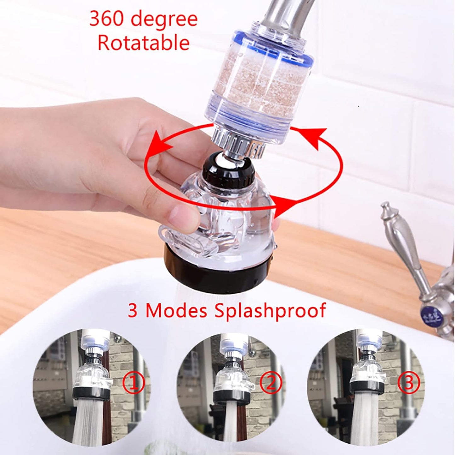 360° Rotating Faucet Filter Extender with 3 Water Modes