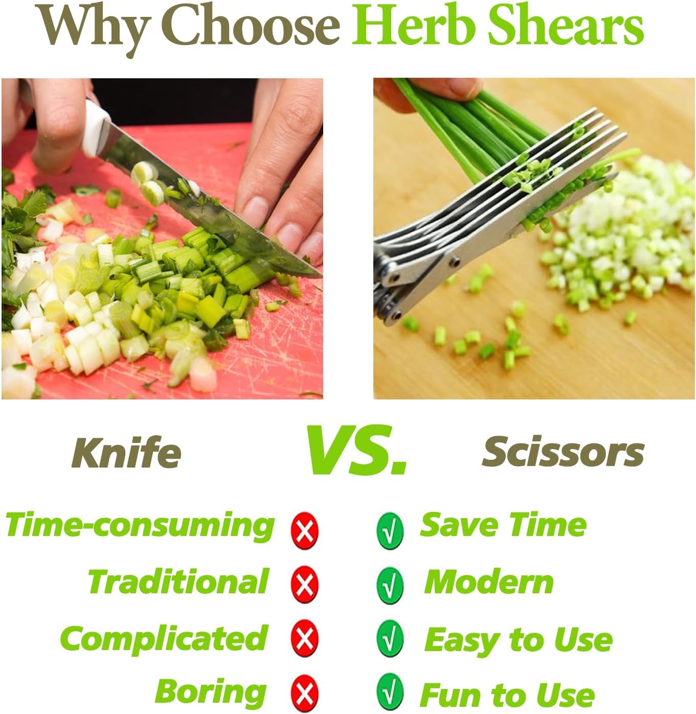5 Blade Stainless Steel Herb Scissors with Cleaning Brush