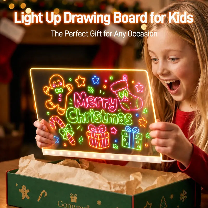 LED Drawing Board for Kids - Reusable Light Message Board, Gift for Halloween, Thanksgiving & Christmas
