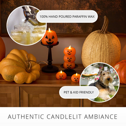Russet Orange Flameless Candle Stacked Jack-o-lanterns
