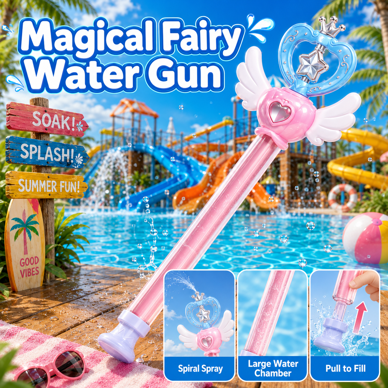 Fairy Wand Shaped Kids Spiral Water Blaster