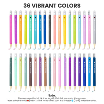 iiGEN RUBIC Erasable Gel Pens - 36 Vibrant Colors, 0.6mm
