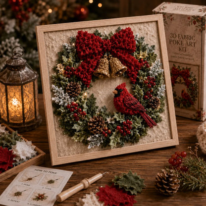 3D Christmas Fabric Poke Art Kit | DIY Holiday Embroidery Craft