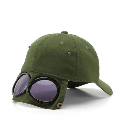 Vintage Baseball Cap with Flip Down Protective Goggles