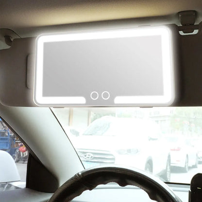 Rechargeable LED Car Sun Visor Makeup Mirror with Dimmable Touchscreen
