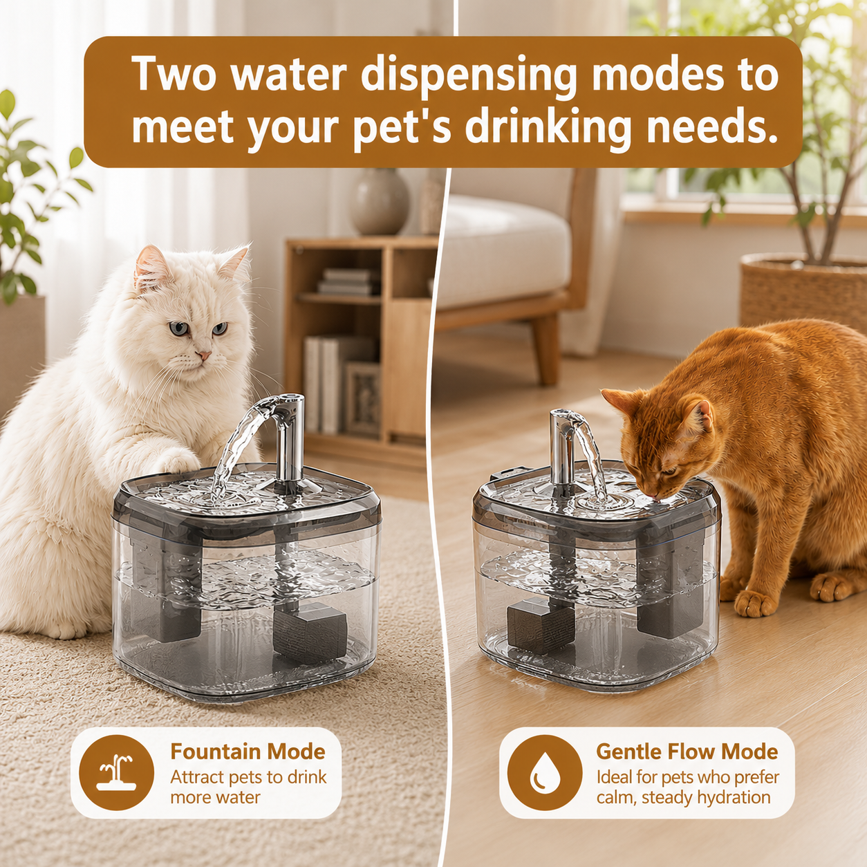 1.5L USB Automatic Cat Water Fountain with Filter for Cats and Small Dogs