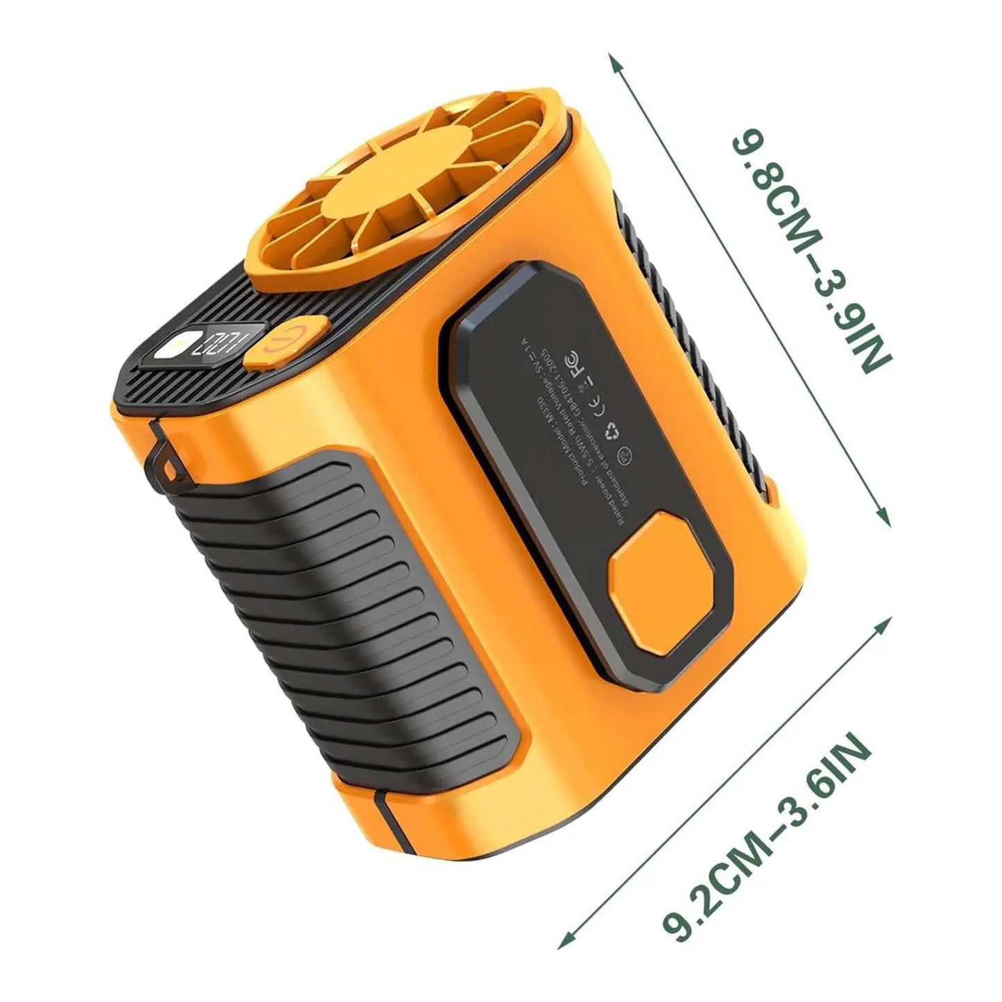 Portable Rechargeable Waist Fan with Power Bank & LED Light