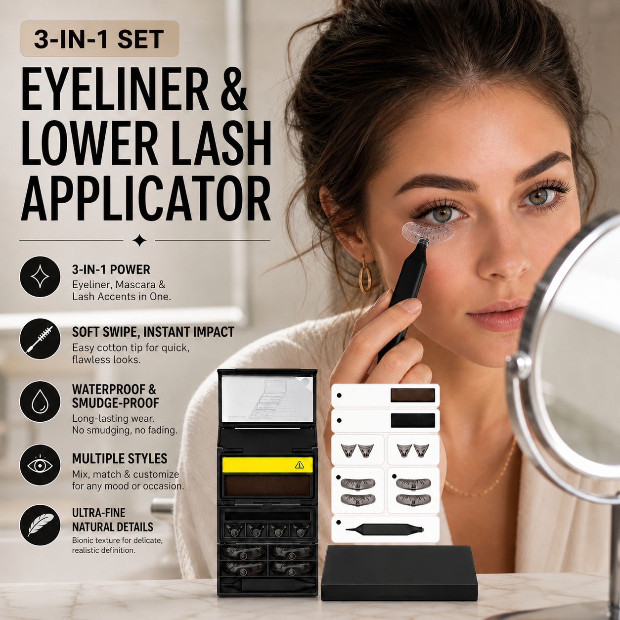 🥳2026 HOT SALE🥳💋50K+ SOLD!🔥 50% OFF!3-in-1 Kit: Eyeliner and Lower Lash Stamp