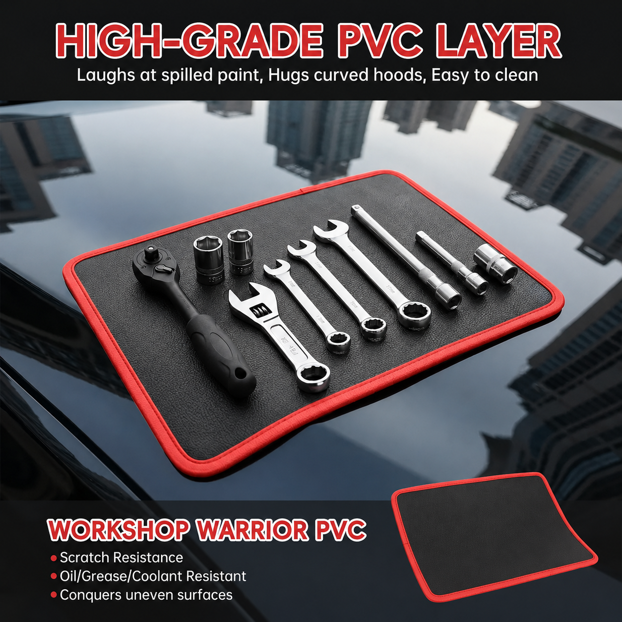 3PC Flexible Magnetic Tool Mat & Tray Holder
