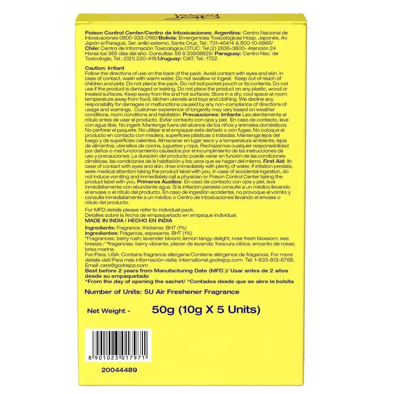 Hanging Air Freshener 6 Pack Lemon, Rose ,Fresh ,Berry, Lavender and Jasmine Scents