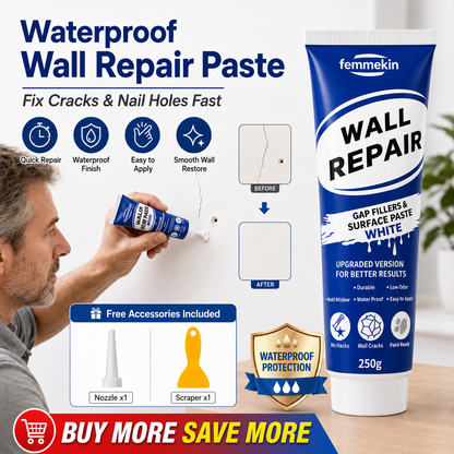 🏠🔧 Waterproof Wall Repair Paste – Fills cracks & chips fast, creates smooth white finish