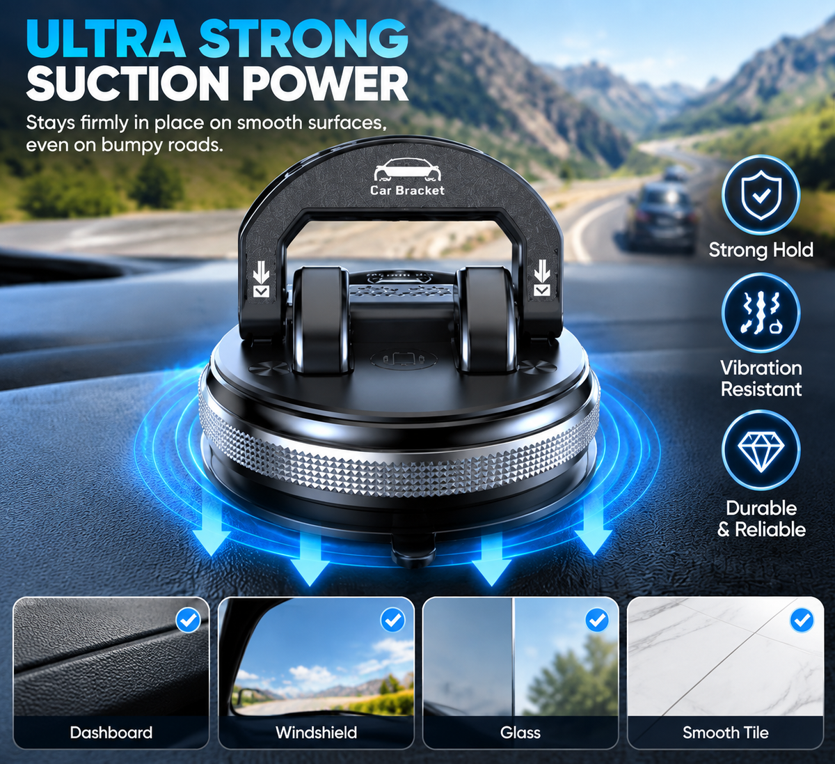 🚗 360° Car Phone Holder | Dashboard Suction Mount