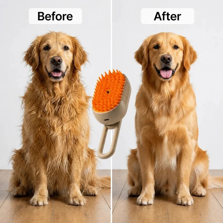 3-in-1 Steam Pet Grooming and Deshedding Brush