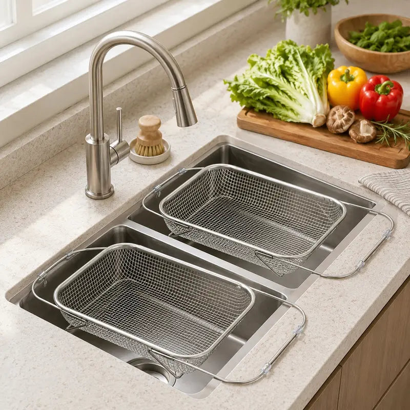 Adjustable Over the Sink Kitchen Strainer Basket
