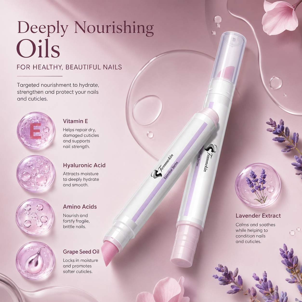 Cuticle Remover Pen Set with Nourishing Cuticle Oil
