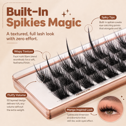 Femmekin Spiky Manga Lash Clusters 160 Pcs Faux Mink Eyelashes