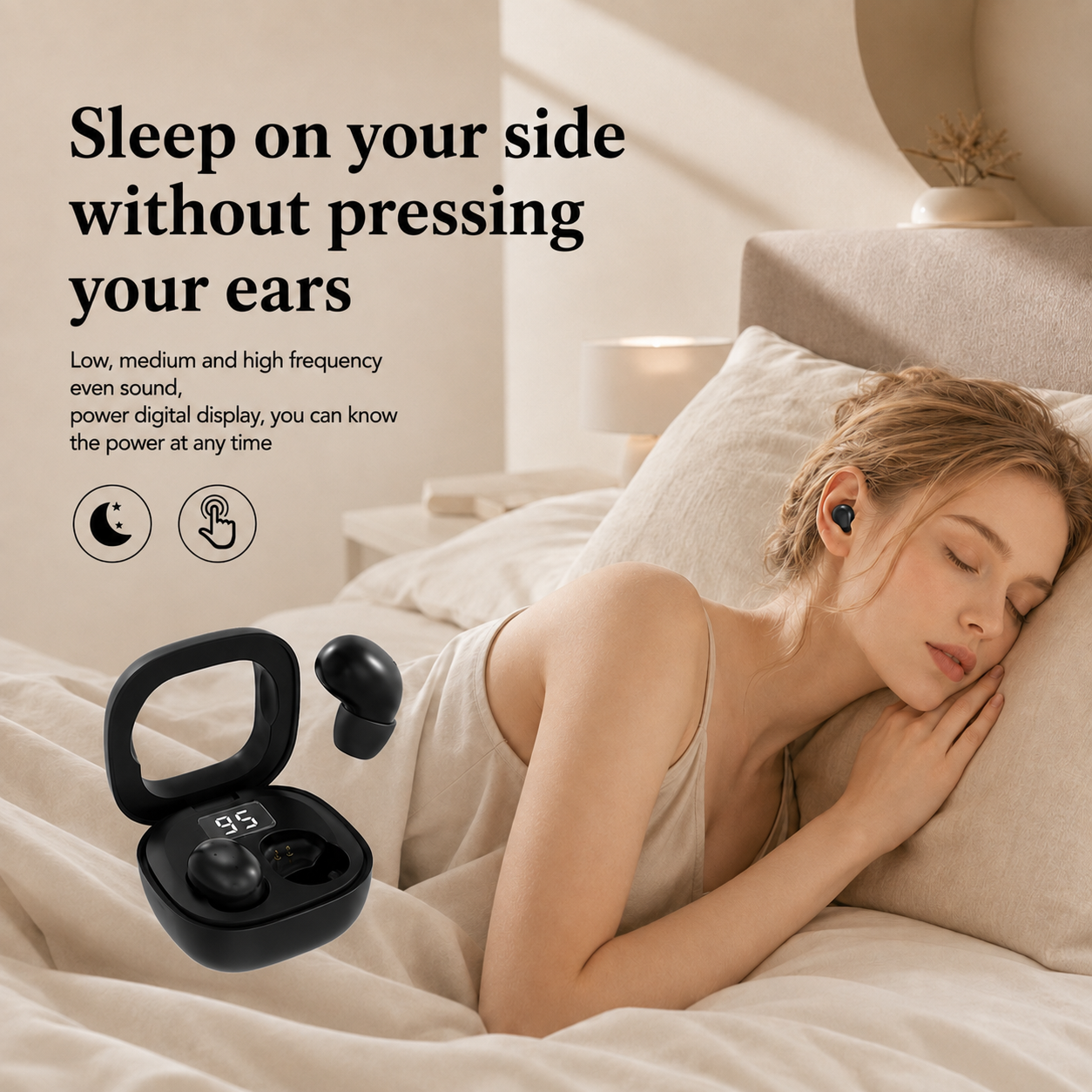 Ultra Small Invisible Sleep Earbuds for Side Sleepers with 25 Hour Battery