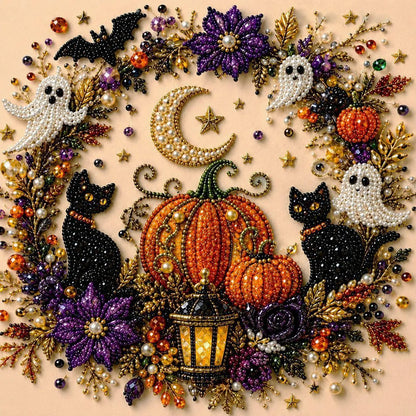 🎃 Halloween Witch Pearl Painting DIY Kit - Pumpkin Moon Diamond Art