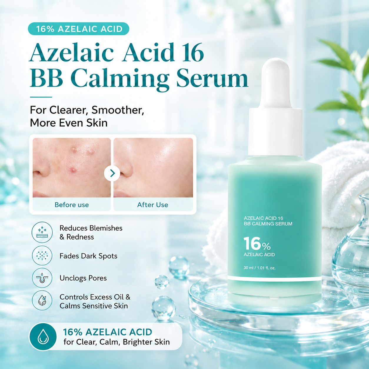 16% Azelaic Acid Calming Serum with Niacinamide and Vitamin B5