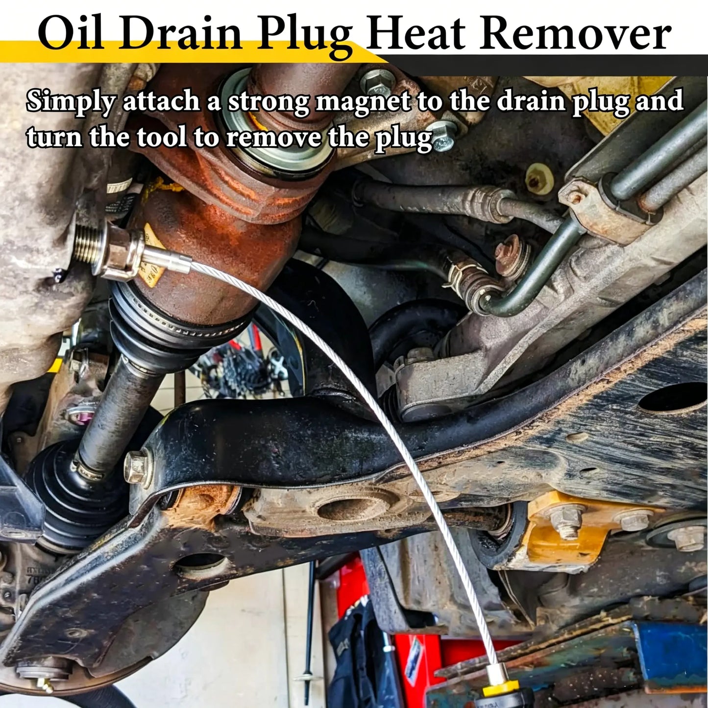 Heavy-Duty Magnetic Oil Drain Bolt Removal Tool 14 in