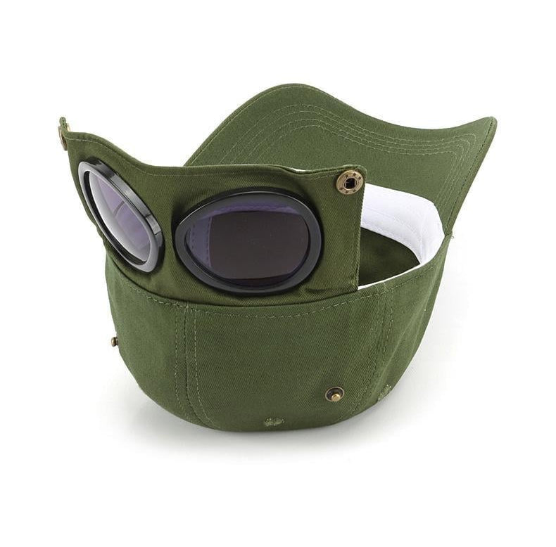 Vintage Baseball Cap with Flip Down Protective Goggles