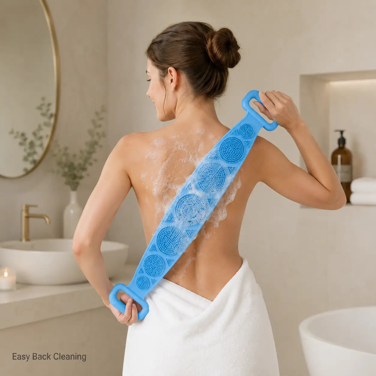 Double Sided Silicone Back Scrubber with Long Handles