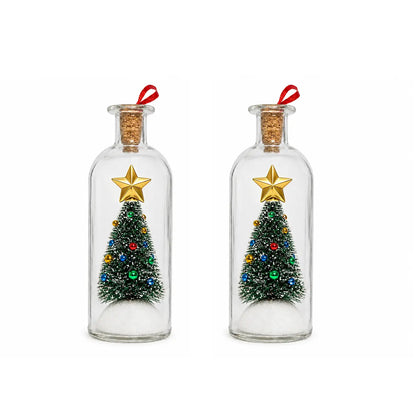 RUXACTY Recordable Christmas Message in a Bottle Ornament 8 Inch Voice Recording Holiday Keepsake with Playback Snowy Christmas Tree Scene Glass Bottle Decoration for Tree Home and Gift,back to school,back to school haul