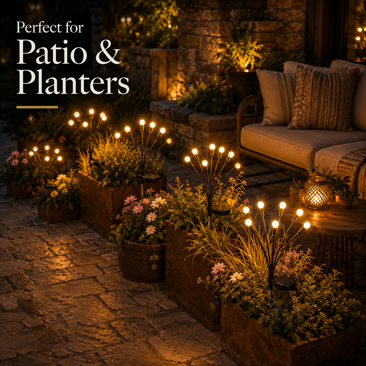 Outdoor Solar Firefly Lights 1 Pack 8 LED Waterproof Garden Stake Lights