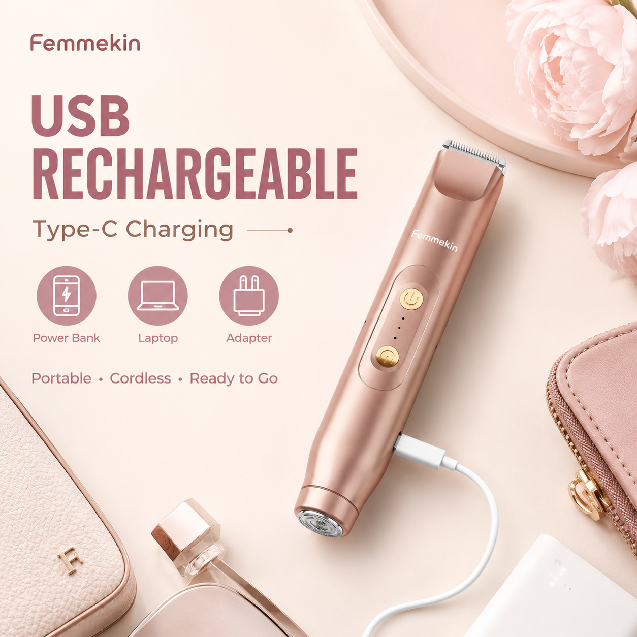 NEW Femmekin 2-in-1 Waterproof Painless Body Trimmer