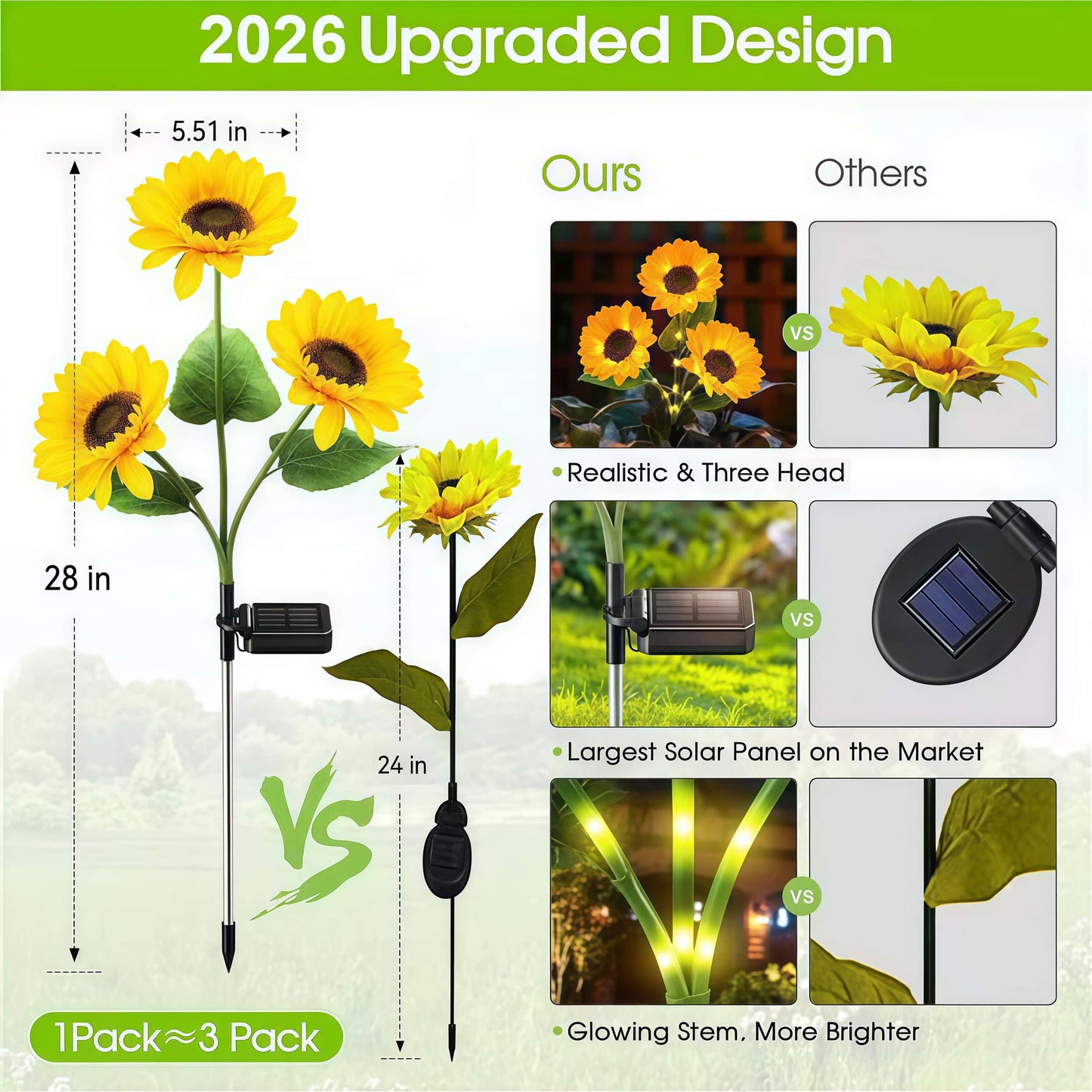 Solar Powered Sunflower LED Garden Lights Outdoor Waterproof Set