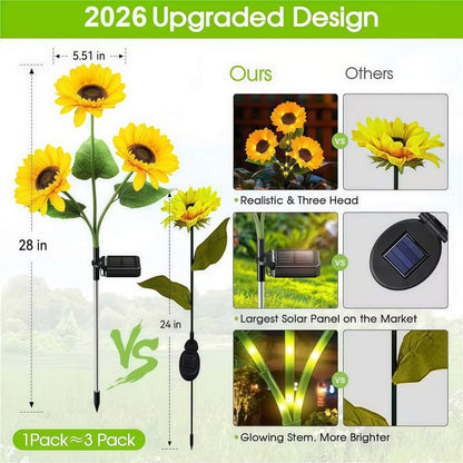 Solar Powered Sunflower LED Garden Lights Outdoor Waterproof Set