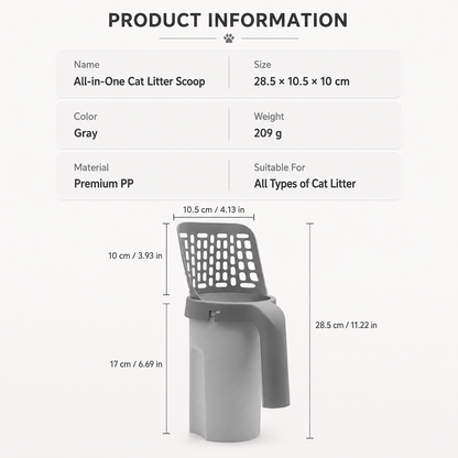 Large-Capacity Cat Litter Scoop with Integrated Trash Can